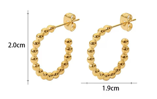 Gold Beaded Hoops - 2