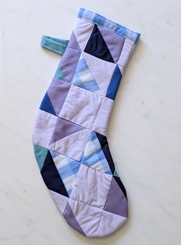 Quilted Christmas Stocking | Purple, Blue, and Teal - 1