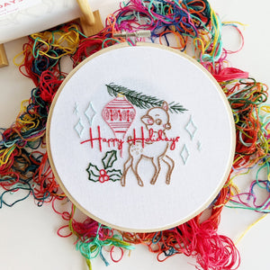 Holiday Deer Embroidery Kit - 1