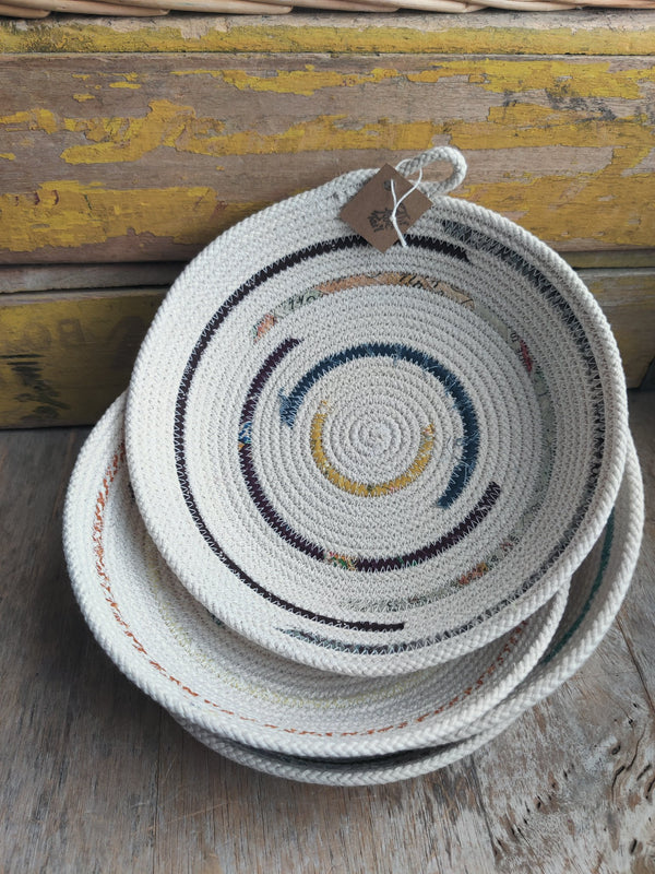 Extra Large Fabric Wrapped Rope Bowl - 1