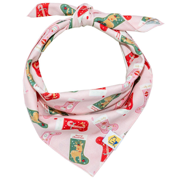 Retro Pink Stocking Dog Bandana - 1