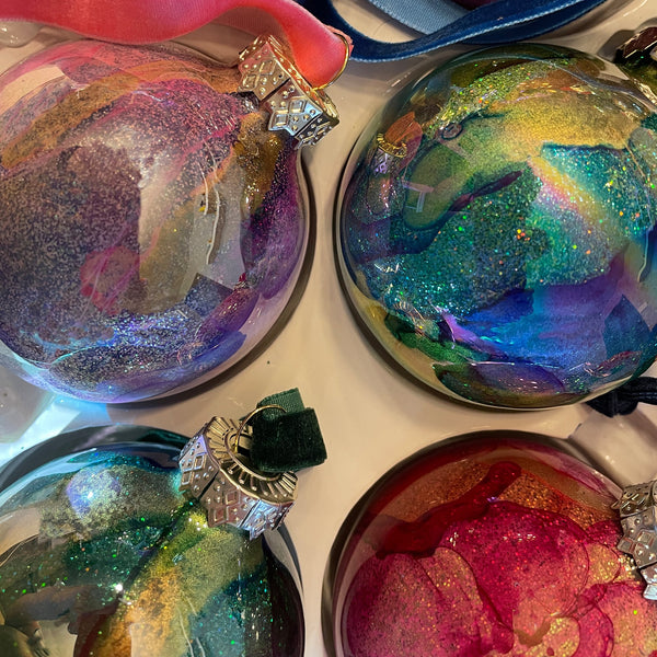 Inky Glass Ornaments - 8