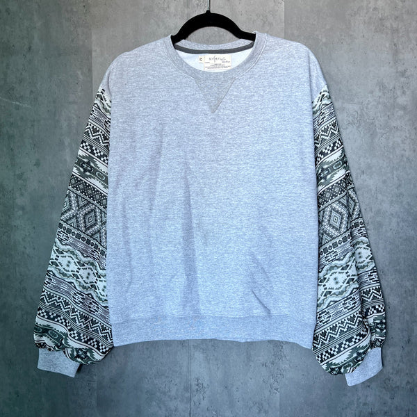 Puff Sleeve Sweatshirt - Geo Print - 1