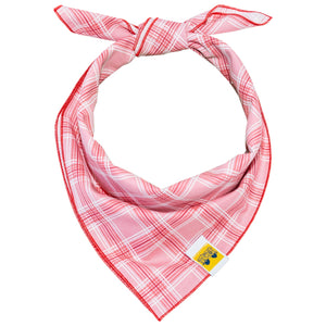 Pink Plaid | Valentine's Day Dog Bandana - 1