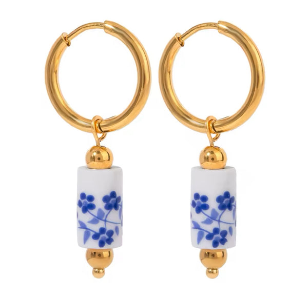 Blue flower Dangle Drop Earrings - 2