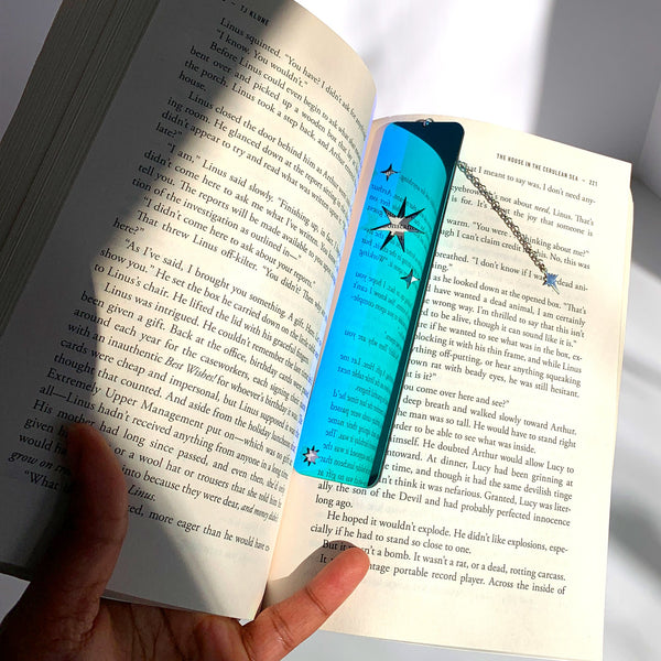 Blue Iridescent Celestial Lasercut Acrylic Bookmark - 4