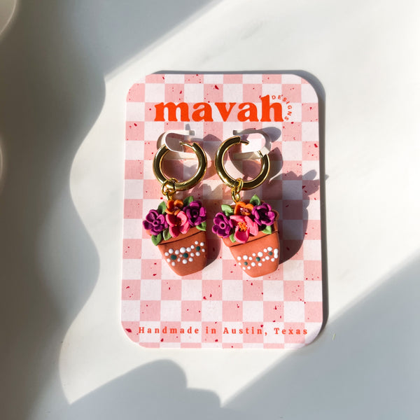 Mexican-Inspired Flower Pot Earrings - 1