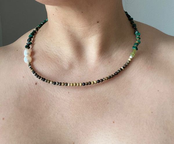 Yin Yang Chokers Mixed Stones and Fresh Water Pearls