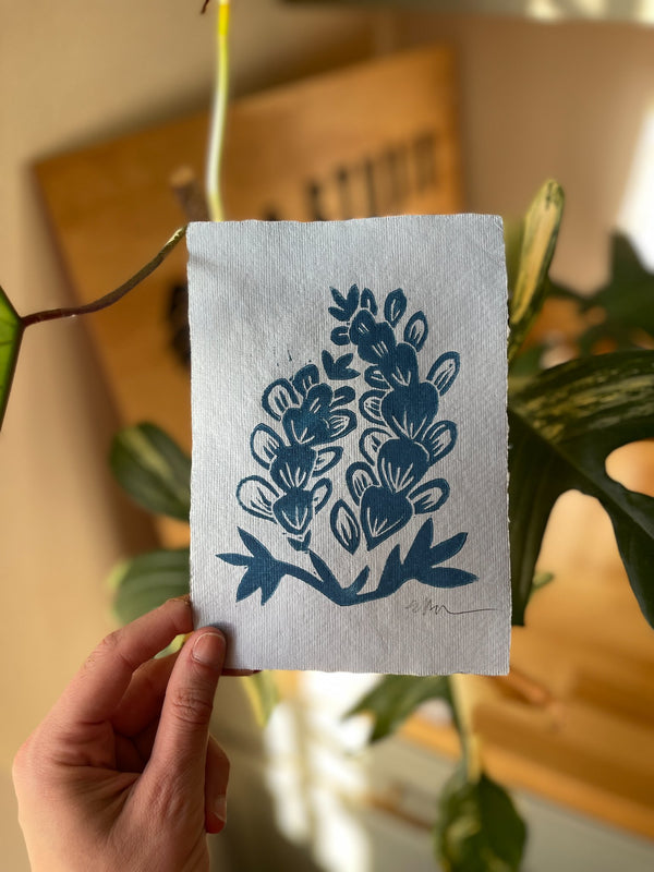 'Bluebonnets' Linocut Print