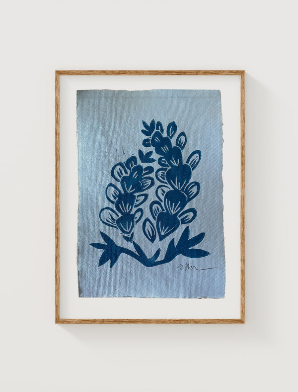 'Bluebonnets' Linocut Print