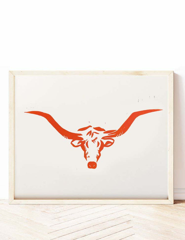 'Longhorn' Linocut Print