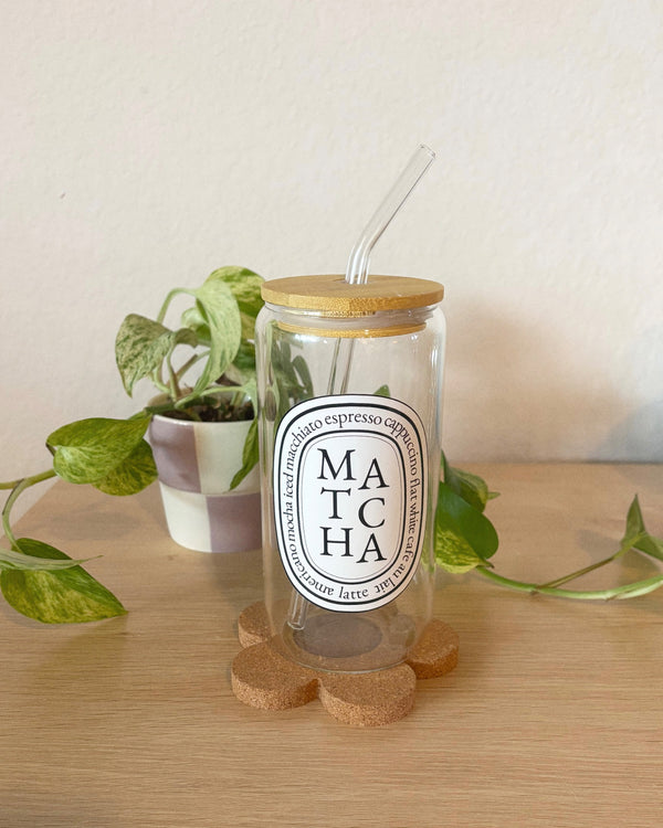 Matcha Can Glass Cup