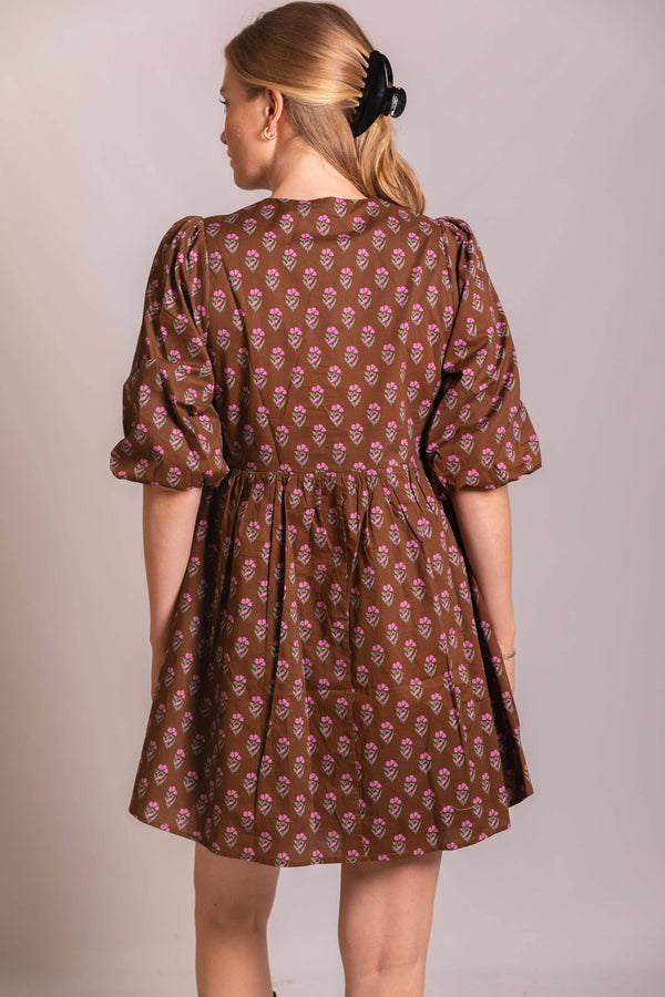 Floral Puff Sleeve Mini Dress