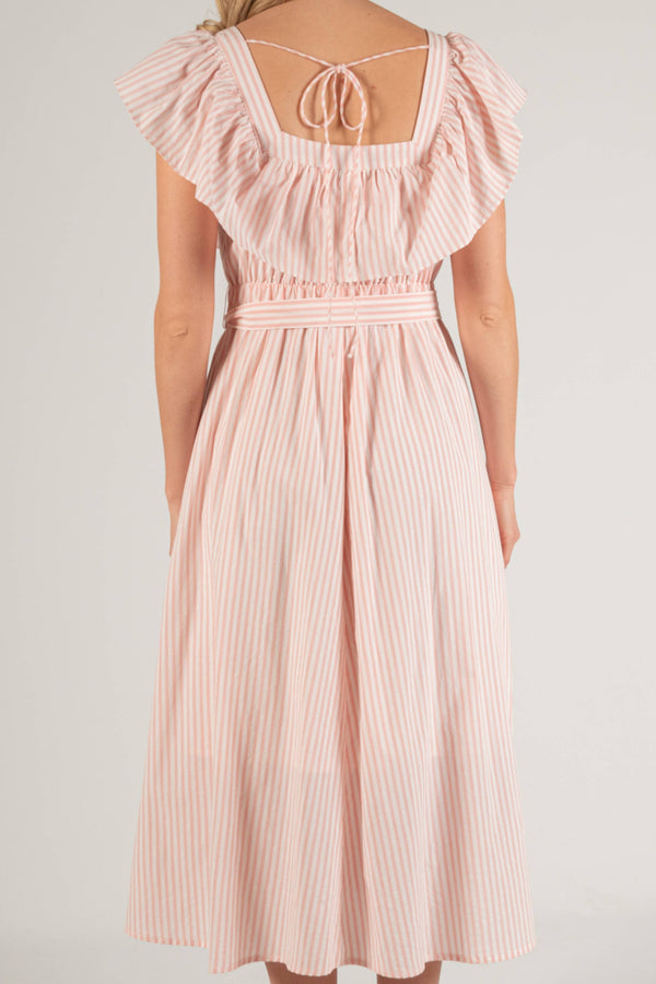 Pink Pinstripe Midi Dress
