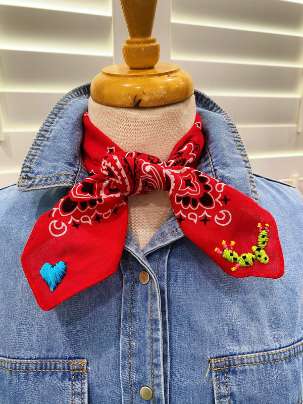 Embroidered Cactus Bandana