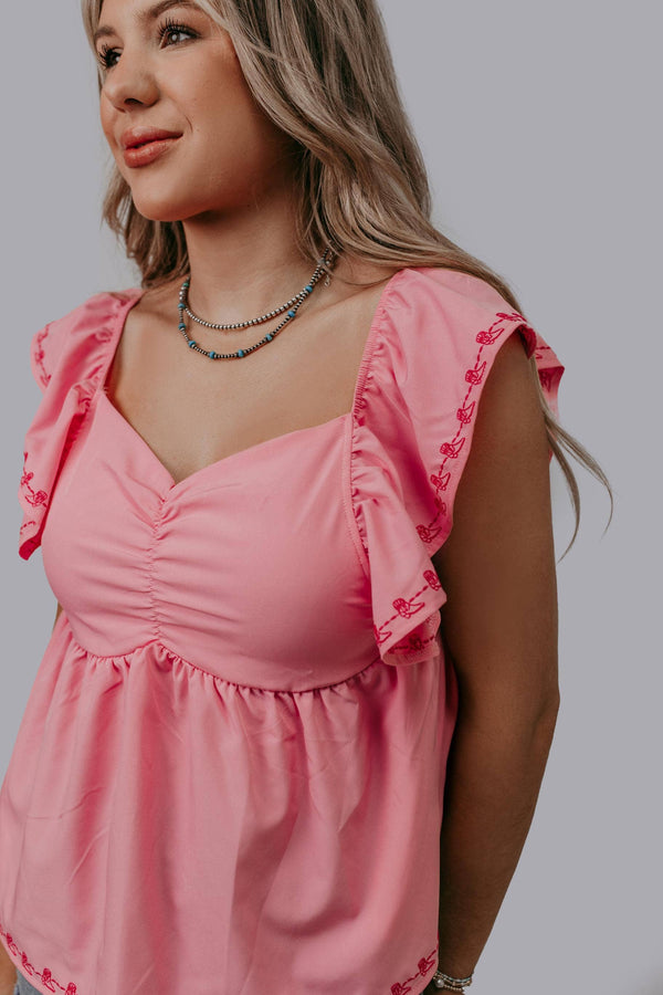 Pink Back Bow Boot Blouse