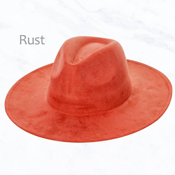 Suede Large Eaves Peach Top Fedora Hat