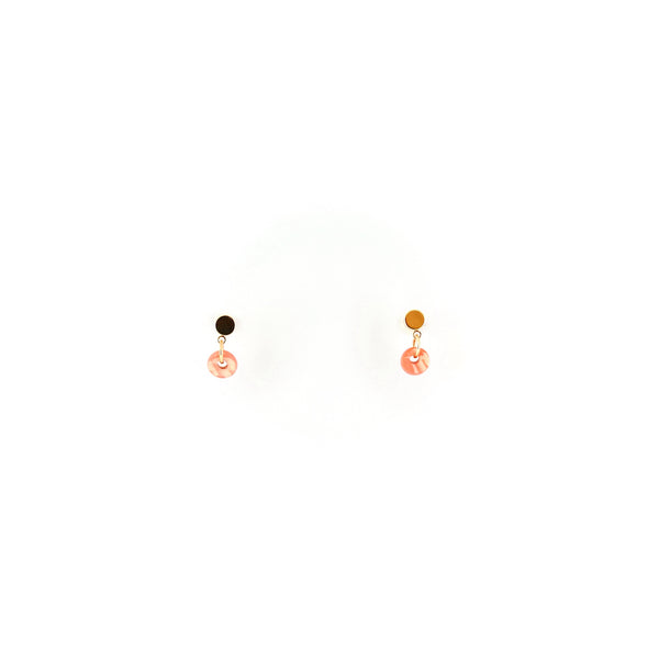 Gold Tiered Donut Stud Earrings - 1