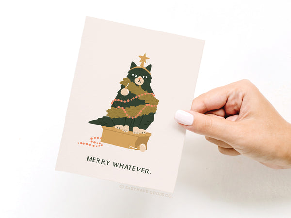 Merry Whatever Cat Greeting Card - HS