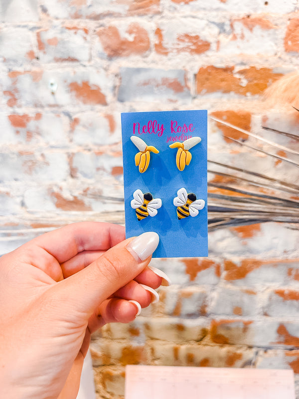 Banana and Bee Studs