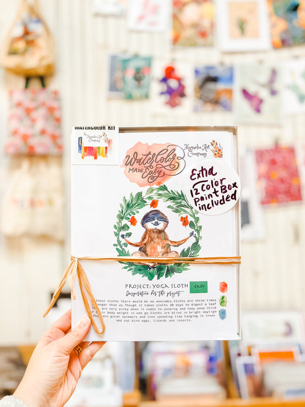 Yoga Sloth Watercolor Kit- Watercolor Made Easy