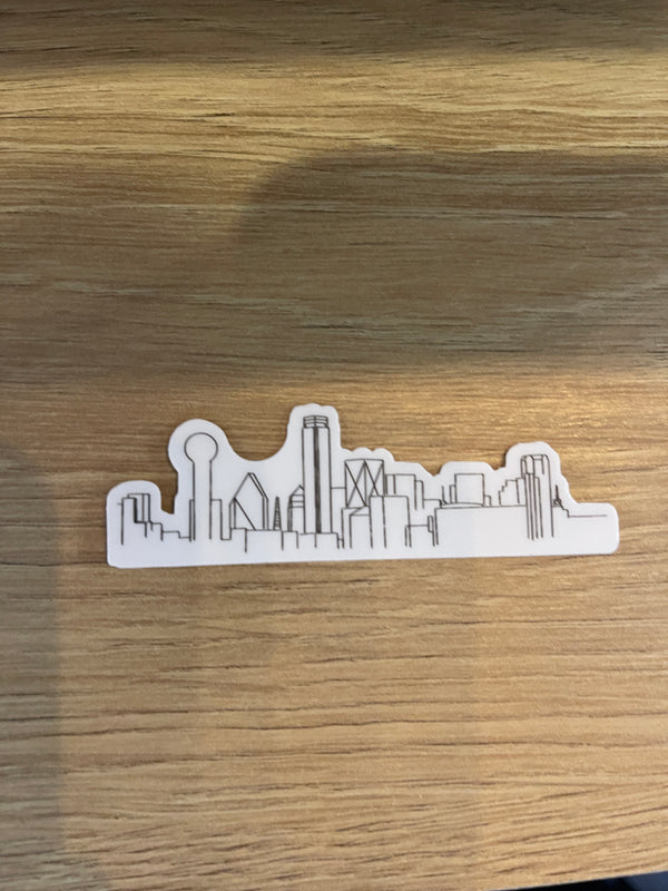 Dallas Skyline black and white Sticker - Small