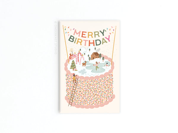 Merry Birthday Cake Refrigerator Magnet