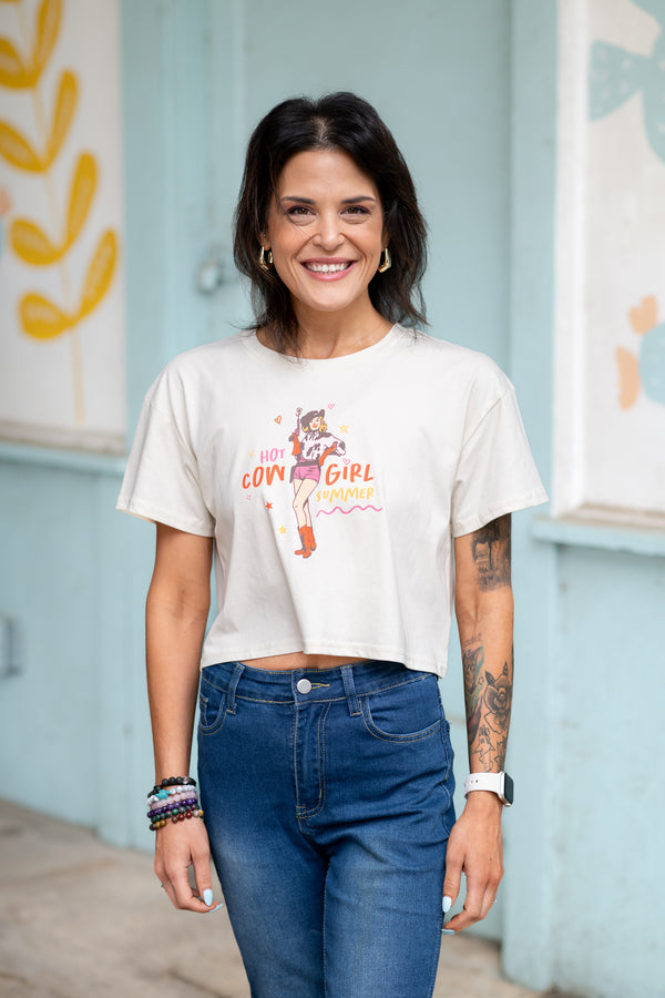 Girl Riot Society "Hot Cowgirl Summer" Full-Color Crop Tee