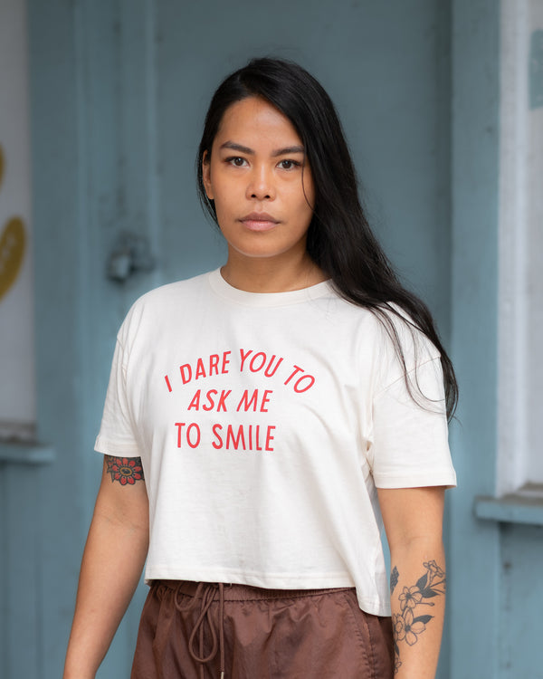 Girl Riot Society "I Dare You To Ask Me To Smile" Crop Tee