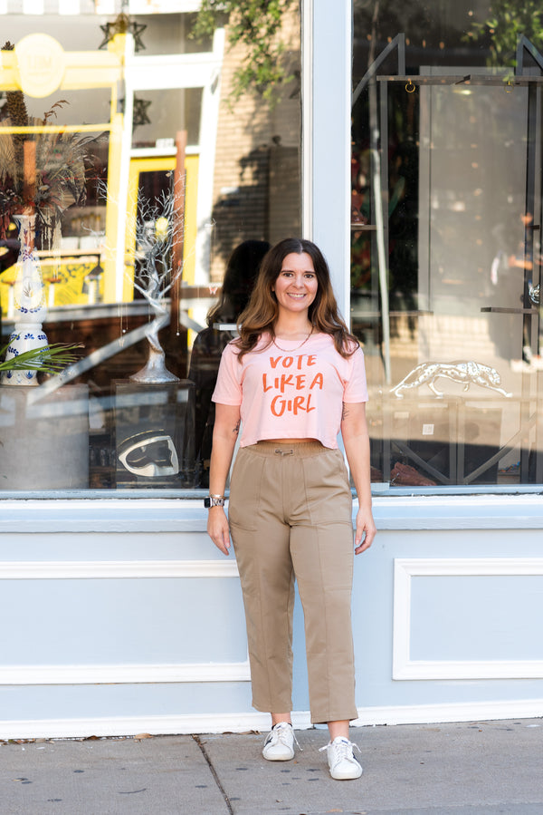 Vote Like a Girl Pink Crop Tee - Wholesale