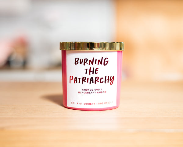 Burning the Patriarchy Girl Riot Society Hot Pink Candle - 8oz - Wholesale