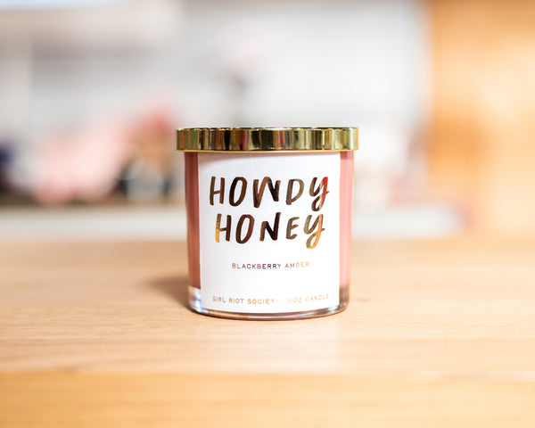 Howdy, Honey Girl Riot Society Coral Candle - 8oz -Wholesale