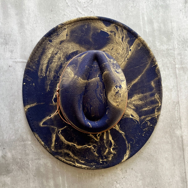 Gold Marbled Wide Brim Rancher Hat - 6