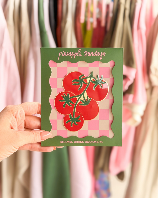 Tomato Vine Enamel Brass Bookmark