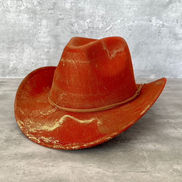 Gold Marbled Felt Cowboy Hat