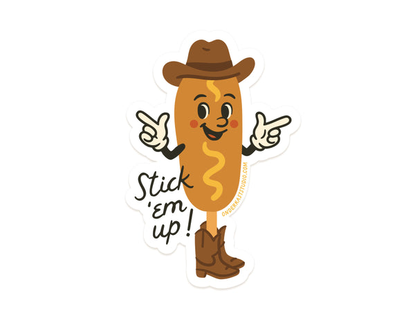 Stick Em Up Corndog Sticker