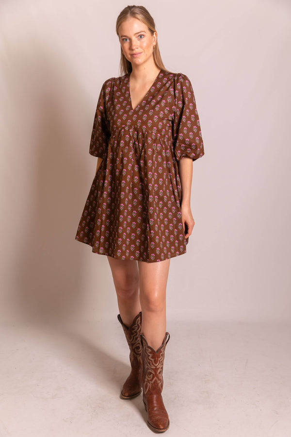 Floral Puff Sleeve Mini Dress