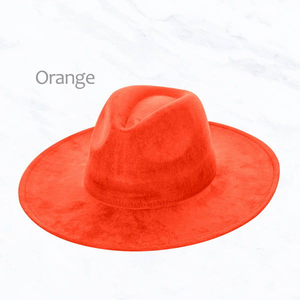 Suede Large Eaves Peach Top Fedora Hat