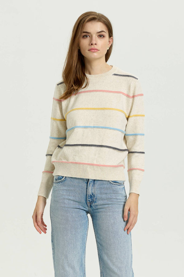 Pastel Striped Crewneck Sweater