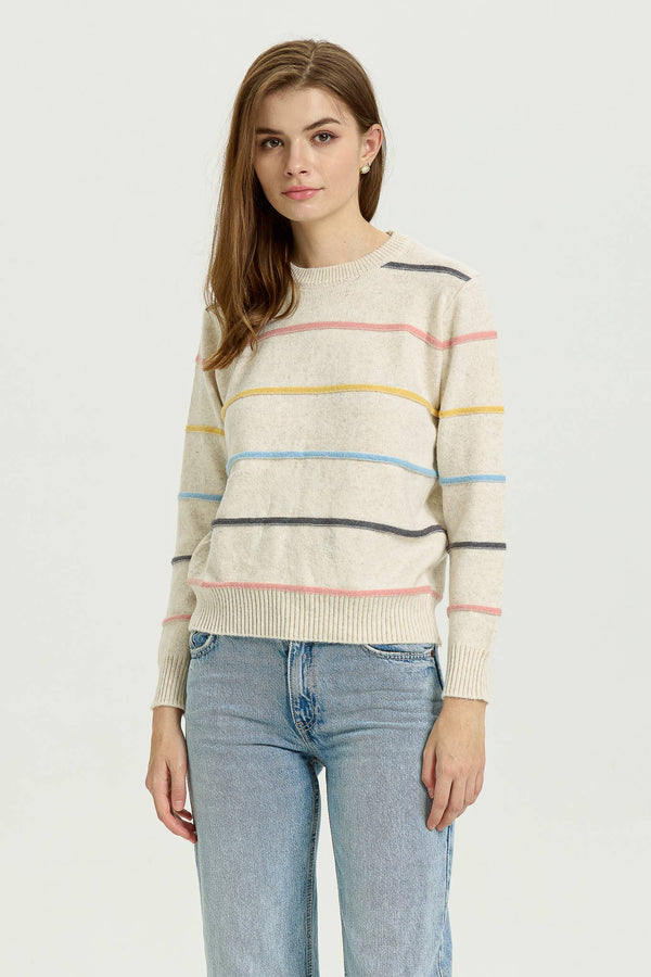 Pastel Striped Crewneck Sweater