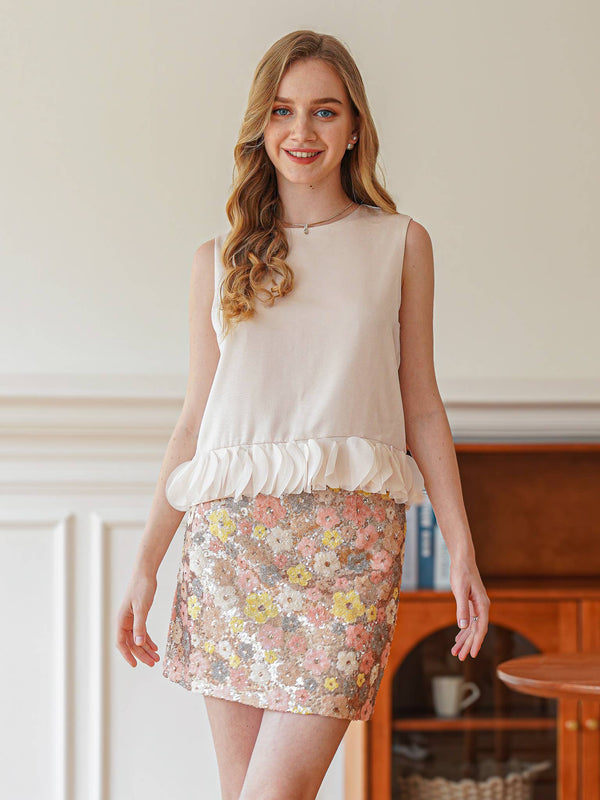 Blossoming Sequin Mini Skirt