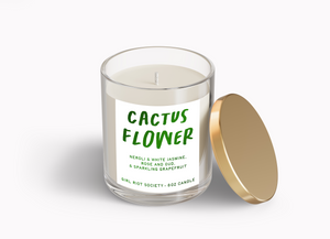 Cactus Flower Girl Riot Society Clear Glass Candle - 8oz - Wholesale