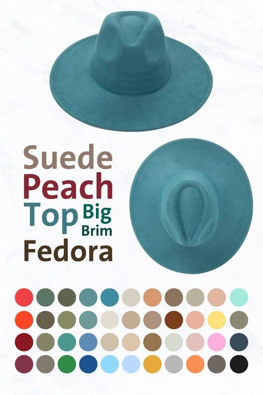 Suede Large Eaves Peach Top Fedora Hat