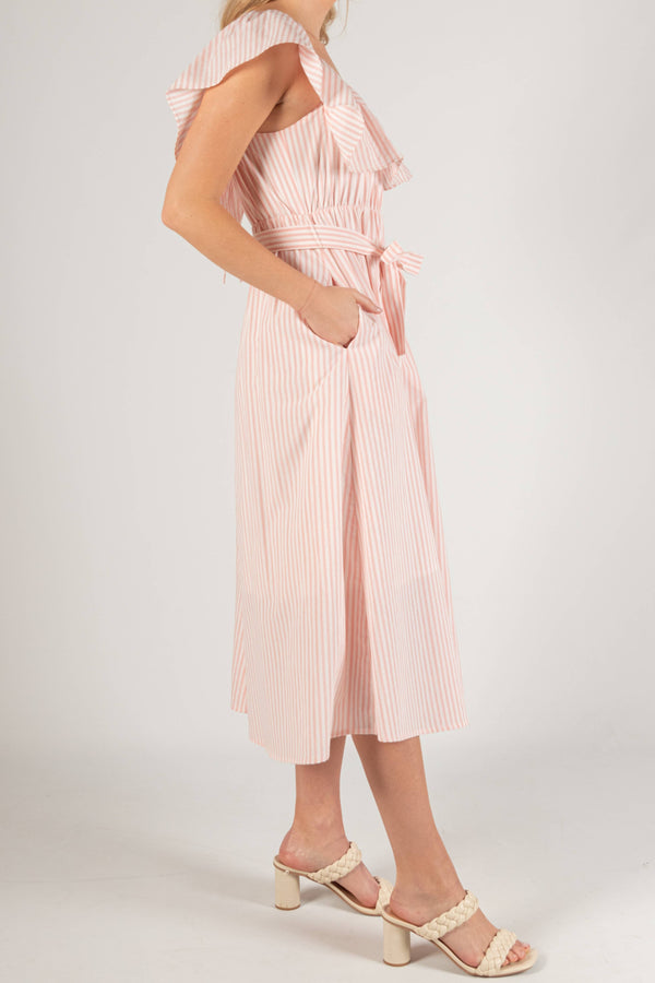 Pink Pinstripe Midi Dress