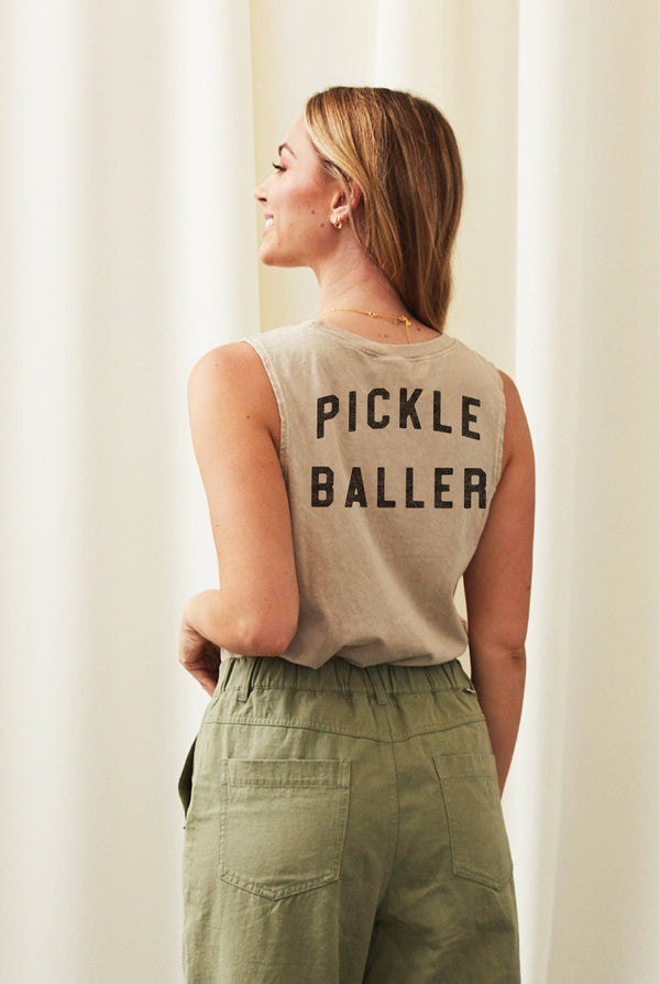 Pickle Baller Front and Back Mineral Graphic Tank Top