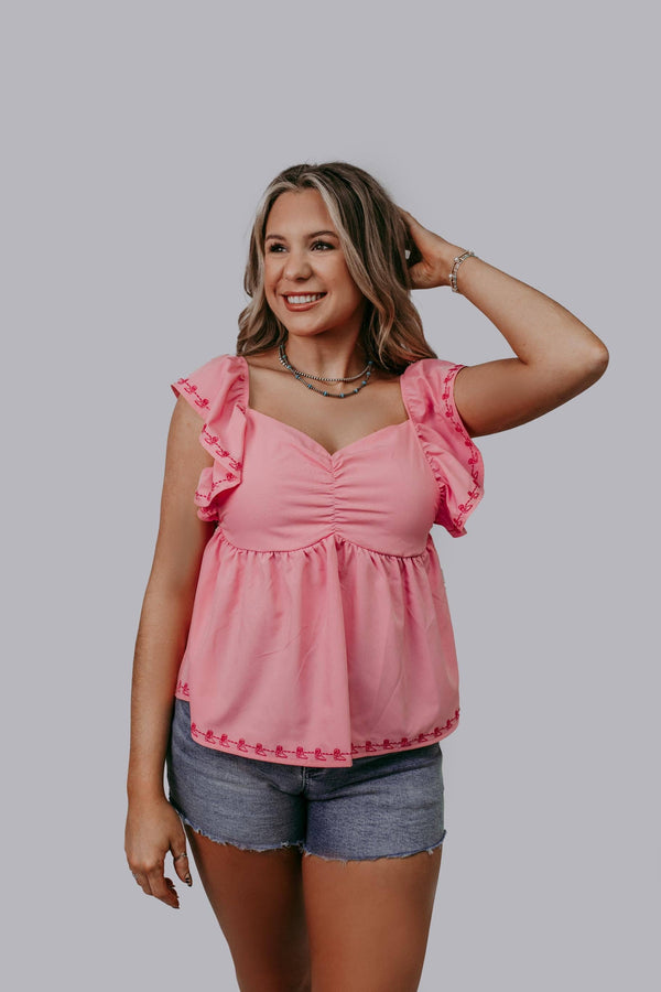 Pink Back Bow Boot Blouse