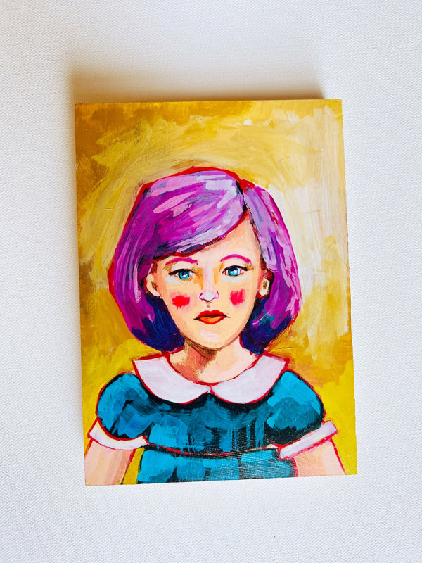 5x7 Original Art on wood - “Junie” - 1