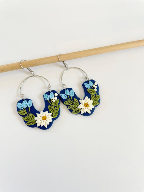 Blue Daisy Floral Dangles - 1