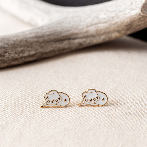 Howdy Cowgirl Hat Enamel Earrings - 6