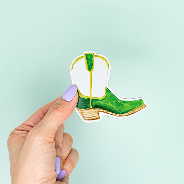 Cowboy Boot Sticker - Short Green  - 2